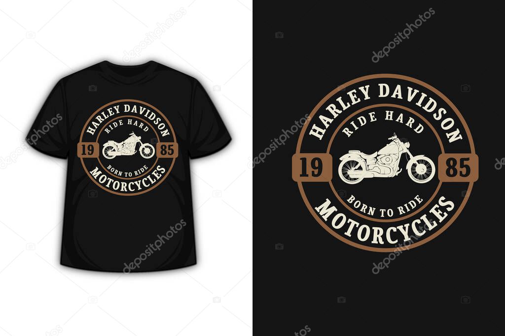 t-shirt harley davidson motorcycles color cream and brown