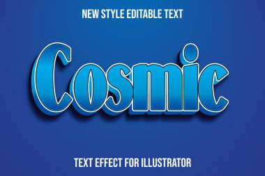 metin efekti 3d kozmik renk mavi gradyan