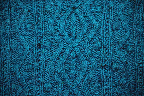 Blue knitted texture — Stock Photo, Image