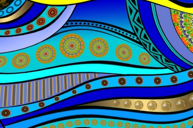 Desenli çizgili soyut mavi arkaplan