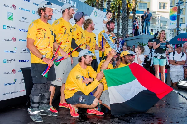 Team Abu Dhabi vid seger ceremoni — Stockfoto