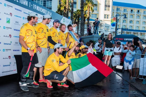 Team Abu Dhabi vid seger ceremoni — Stockfoto