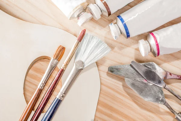 A Selection of Oil Painting Tools — Stock Photo, Image