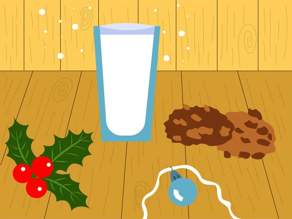 Verre Lait Des Biscuits Pour Père Noël Illustration Alimentaire Illustration — Image vectorielle