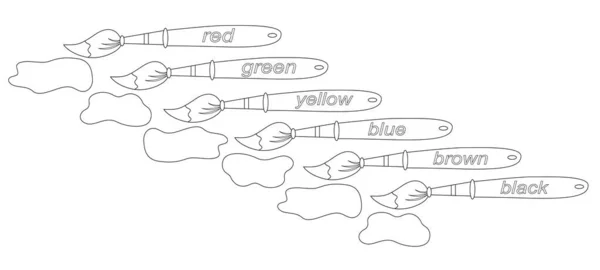 Çocukların Eğitici Oyunu Püsküllü Benekli Boyama Sayfası Renkler Üzerine Çalışma — Stok Vektör