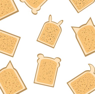 Çocuk vektör grafikleri için ayıcık fok köpek maması şeklinde şablon tostları.