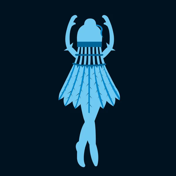 Mavi Karakterli Balerin Mavi Arka Plan Vektöründe Dans Eden Bir — Stok Vektör