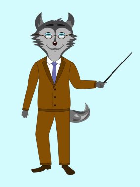 Husky köpek karakteri, vektör meslek öğretmeni.