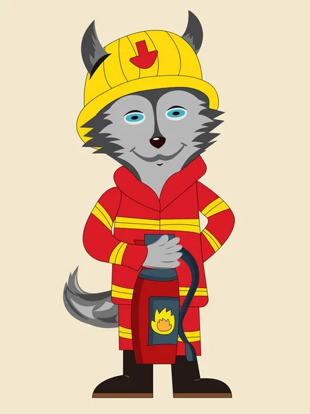 Husky Dog Beruf Feuerwehrmann Isolierter Charaktervektor — Stockvektor