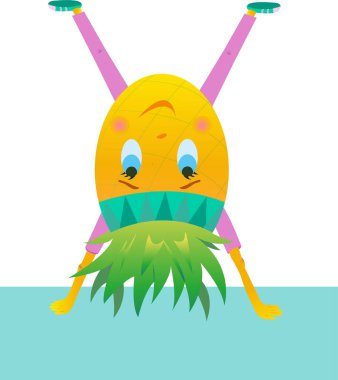 Ananas vektörü. Ananas elinizin altında. Ananas spora gider. Meyve sporcusu..