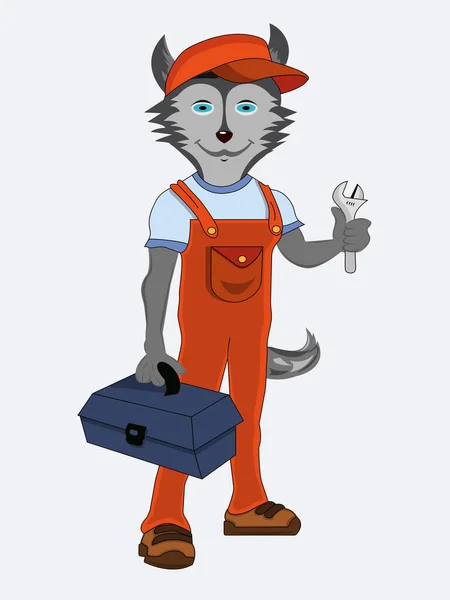 Personagem Isolado Cão Husky Cão Encanador Profissão Com Uma Chave —  Vetores de Stock
