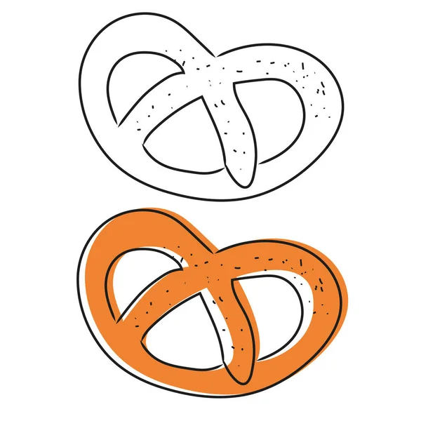 Pretzel dibujado a mano aislado sobre fondo blanco. Pretzel icono vector ilustración en estilo de boceto. — Vector de stock
