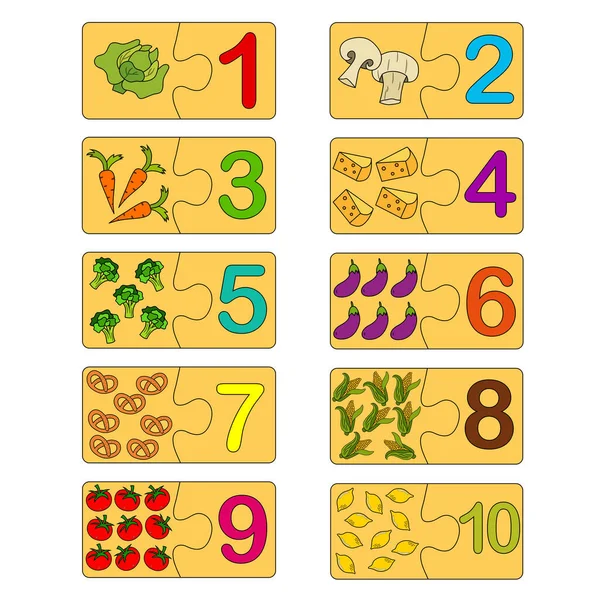 Juego Educativo Para Niños Versión Correcta Los Puzzles Montados Colección — Vector de stock