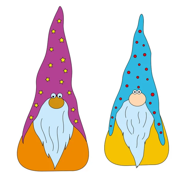 Beyaz Arka Planda Noel Cüceleri Skandinav Skandinav Gnome Geleneksel Tatil — Stok Vektör