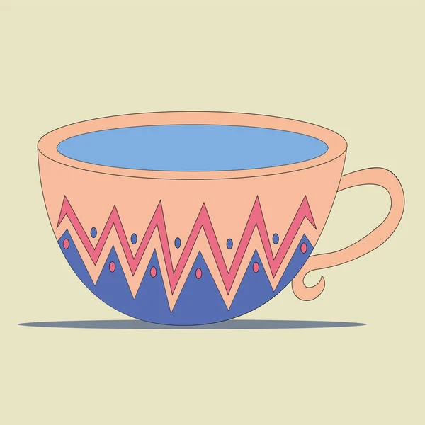 Linda Taza Con Patrón Geométrico Colores Pastel Descanso Vaso Agua — Vector de stock