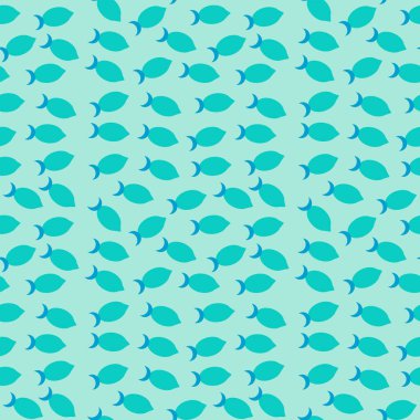 Mavi balıklar pürüzsüz desenli. Çocuklar için deniz süslemesi. Yaz vektörü illüstrasyonu