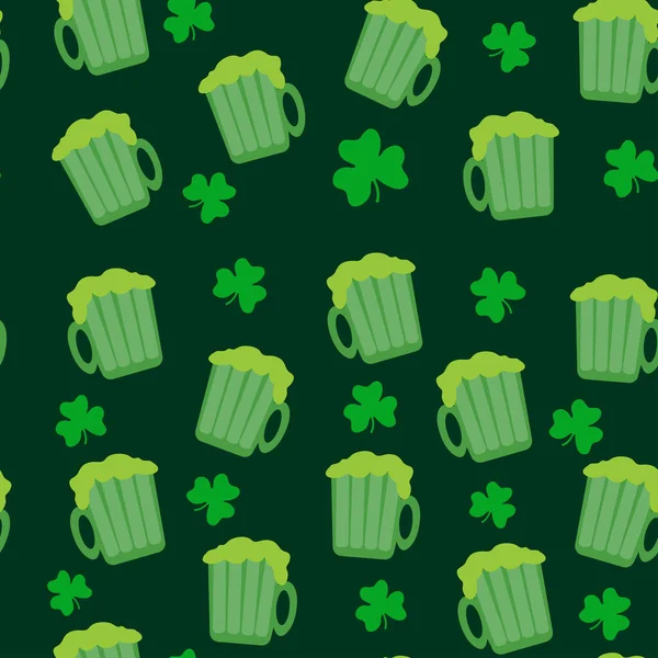St. Patricks Day Clover nahtloses Muster. St. Patricks Day Hintergrund in grünen Farben. Nahtloses Muster. Vektorillustration. — Stockvektor