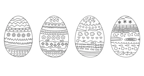Uova Pasqua Doodle Set Uova Pasqua Elementi Decorativi Disegnati Mano — Vettoriale Stock