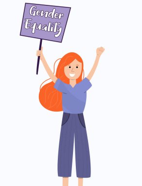 Uluslararası Kadınlar Günü. Posterli kız. Cinsiyet eşitliği. Kadınların ziyafeti.