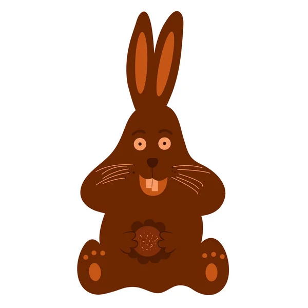 Chocolade Paashaas Geïsoleerd Witte Achtergrond Vrolijk Pasen Vector Cartoon Illustratie — Stockvector