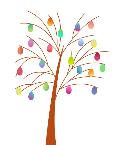 Baum Mit Eiern Vektorillustration Eines Bunten Ostereiers Das Baum Hängt — Stockvektor