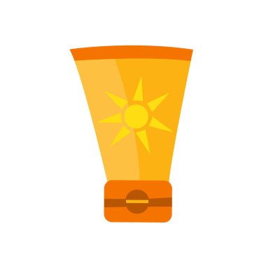 Beyaz arkaplanda güneş kremi izole edilmiş öge. Güneş vektör çiziminden korunmak için. Krema tüpü