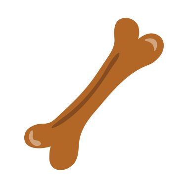 Köpeğe kemik. Oyuncak ya da evcil hayvan maması. Evcil hayvanlar için suç ortağı. Hayvan bakımı malzemesi beyaz arka planda izole edilmiş. Vektör çizgi film illüstrasyonu