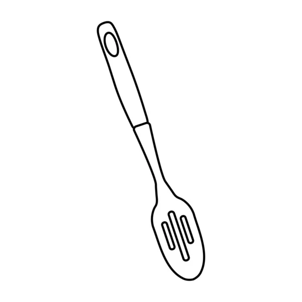 Doodle Écumoire Cuisine Matériel Ménager Dessin Main Louche Accessoire Cuisine — Image vectorielle
