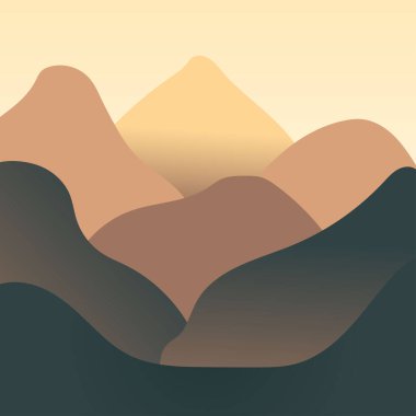 Soyut dağlar manzarası. Geometrik manzara arkaplanı pastel renklerle. Vektör illüstrasyonu.