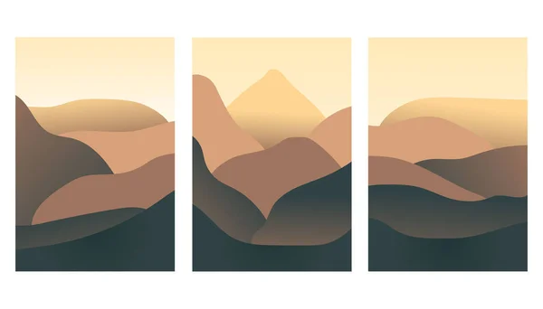 Cartoline Paesaggistiche Minimaliste Paesaggio Astratto Delle Montagne Sfondo Geometrico Del — Vettoriale Stock