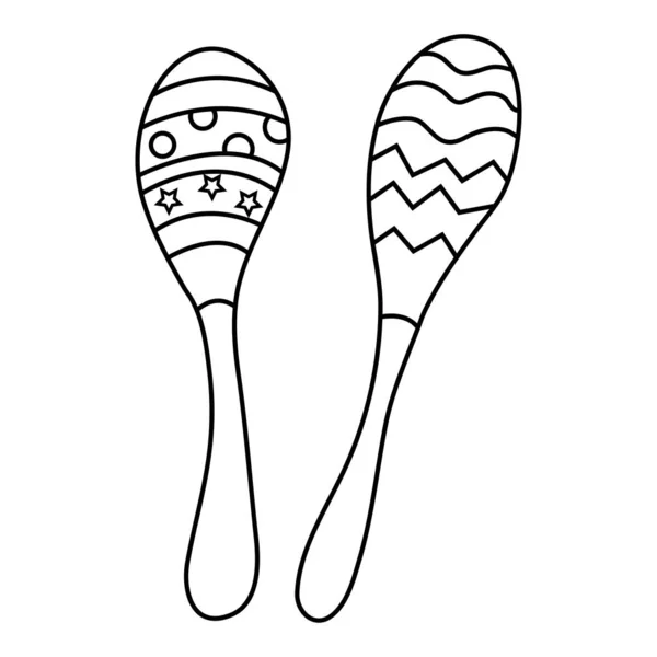 Geïsoleerd speelgoed voor kinderen doodle. Percussie muziekinstrument: zitzak, rumba shaker. Handgetekende stijl, vector. Decoratieve maracas, muziekinstrument. — Stockvector