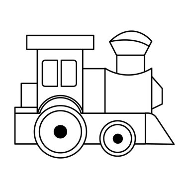 Çocuk treni beyaz arka planda karalama oyuncağını izole etti. Çocuk oyunu. El çizimi vektör illüstrasyonu