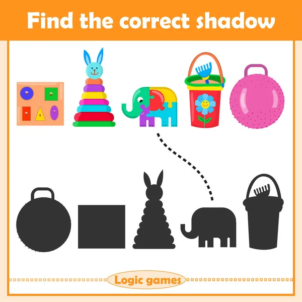 Encontre Sombra Correta Jogo Educação Para Crianças Conjunto Crianças Brinquedos —  Vetores de Stock