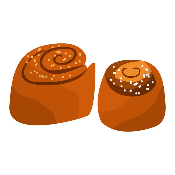 Deux Petits Cannabons Avec Sucre Des Petits Pains Four Pâtisserie — Image vectorielle