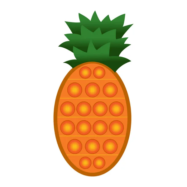 Pop Fidget Shape Pineapple Trendy Sensory Toy Vector Illustration White — 스톡 벡터