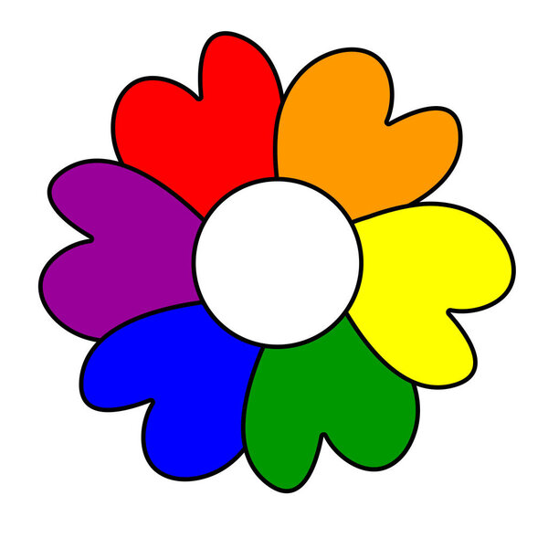 LGBT flower isolated on white background. Happy Pride Day. LGBTQ concept. Human rights and tolerance. Vector cartoon illustration.