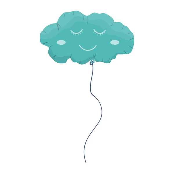 Balão bonito em forma de nuvem. Balão de festa para crianças. Desenhos animados ilustração vetorial — Vetor de Stock