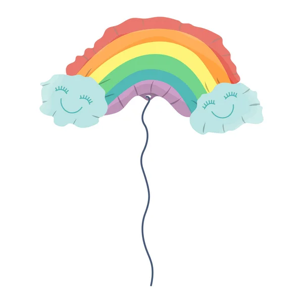 Balão bonito em forma de arco-íris lgbt. Balão de festa para crianças. Desenhos animados ilustração vetorial — Vetor de Stock