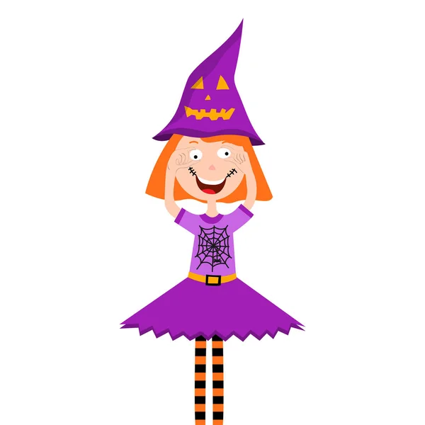 Halloween Kid Girl Character Child Colorful Halloween Costume Girl Fooling — Stock Vector