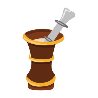 Cadılar Bayramı havanı. Cadılar bayramın kutlu olsun. Korku gecesi için dekorasyon. Vektör illüstrasyonu