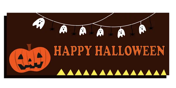 Feliz estandarte de Halloween, gran diseño para cualquier propósito. Banner, póster, tarjeta de felicitación. Tarjeta de vacaciones. — Archivo Imágenes Vectoriales