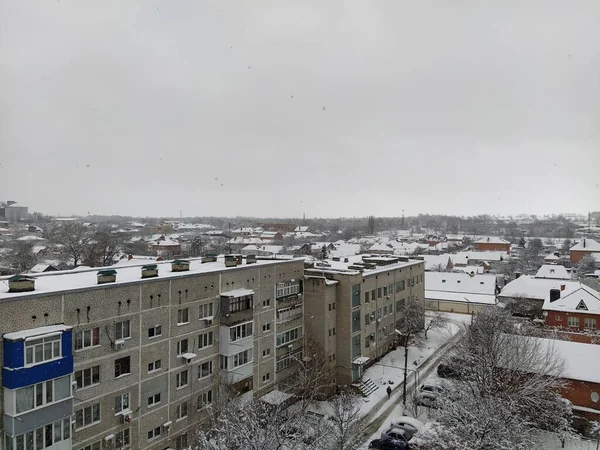 Cityscape Small Winter Russian City Krasnodar Region — Stock Photo, Image