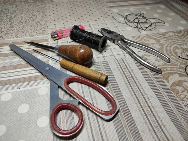 Shoemaker tools set on a table