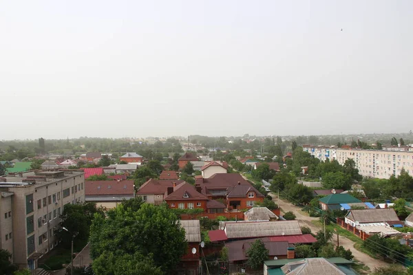 Пыльная Буря Над Городом Пылевое Загрязнение — стоковое фото