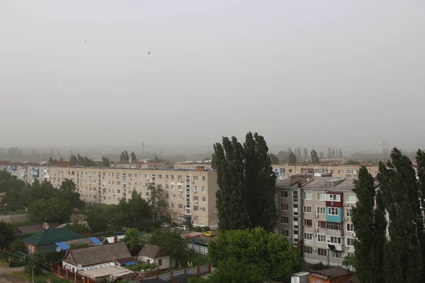 Zandstorm Een Stad Stofvervuiling — Stockfoto