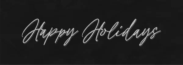 Happy Holidays Handwriting Lettering Calligraphy with White Text Color, isolated on black background. Greeting Card Vector Illustration Template. Graphic Design Element.
