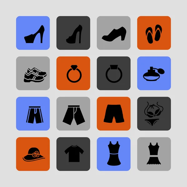 Oblečení ikony — Stockový vektor