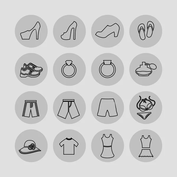 Iconos de ropa — Vector de stock