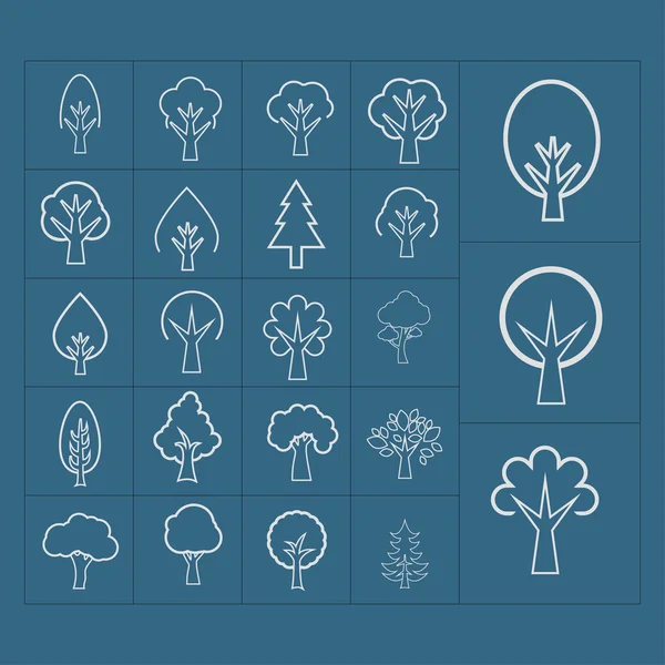 Árboles iconos — Vector de stock