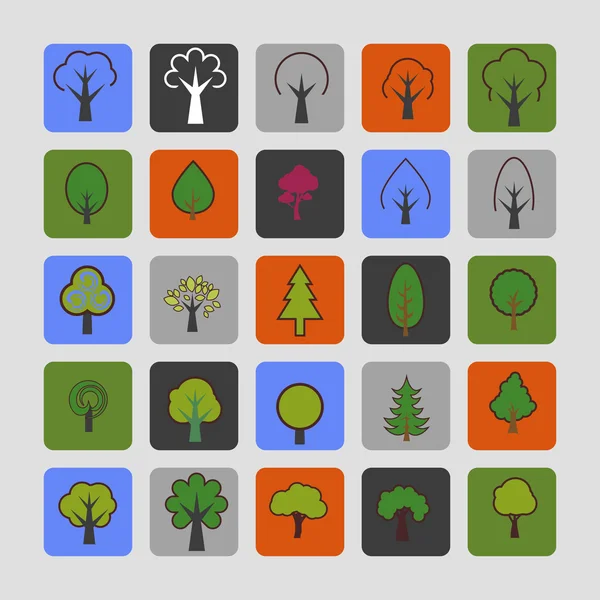 Bomen pictogrammen — Stockvector